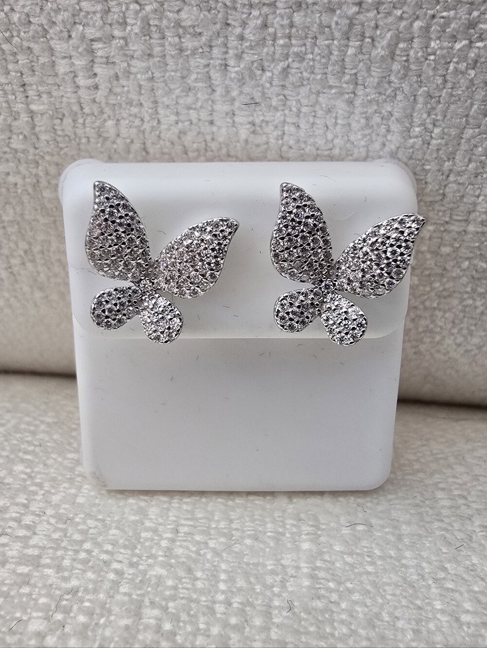 Moissanite 925 Sterling Silver Butterfly Push Backs Stud Earrings - Picture 3 of 5